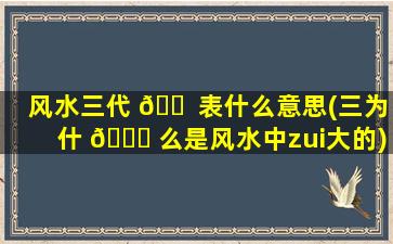 风水三代 🐠 表什么意思(三为什 🐅 么是风水中zui
大的)